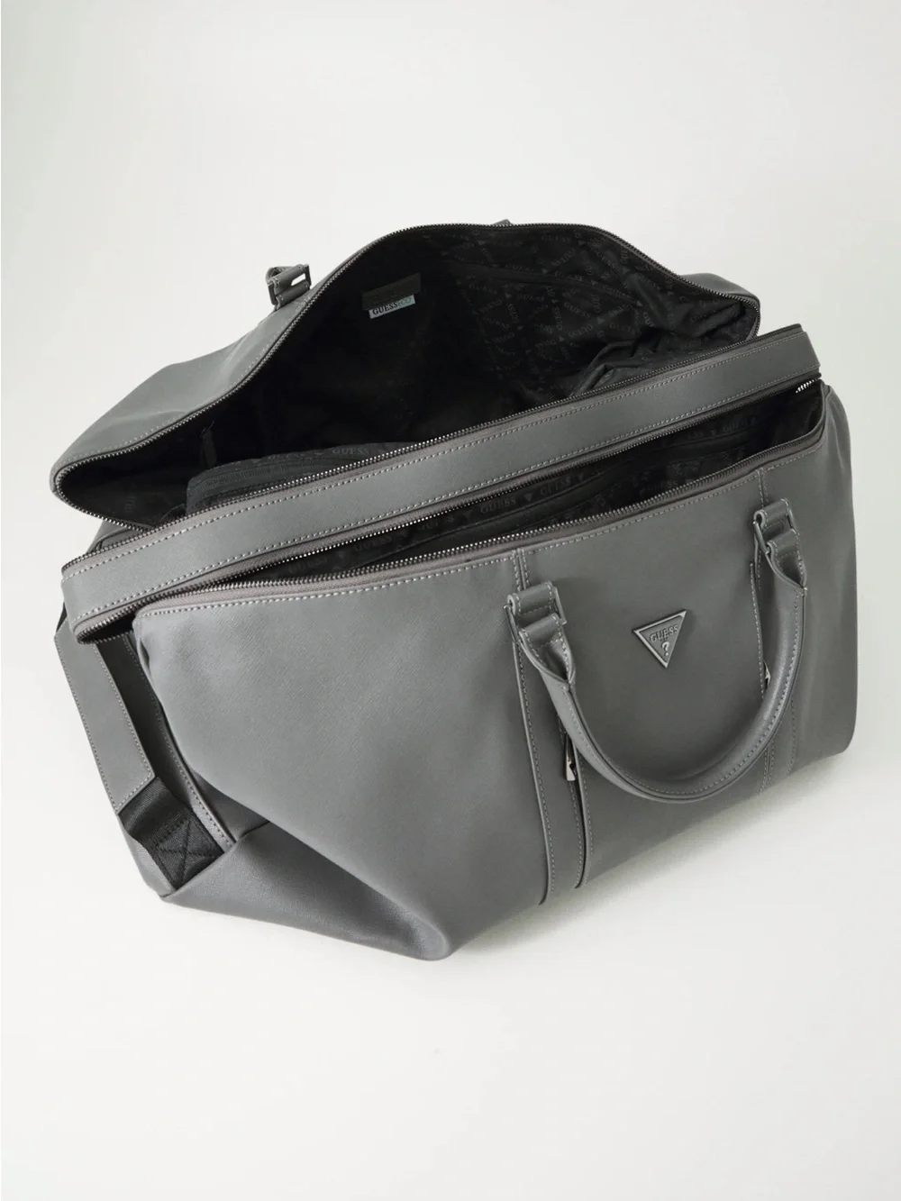 NEW GUESS Logo Pisa Double Zip Weekender Duffel Bag in Gray